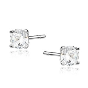 Cercei argint rodiat cu pietre 4mm DiAmanti 2CO4ER_W-DIA (Argint 925‰ 0,55 g.)
